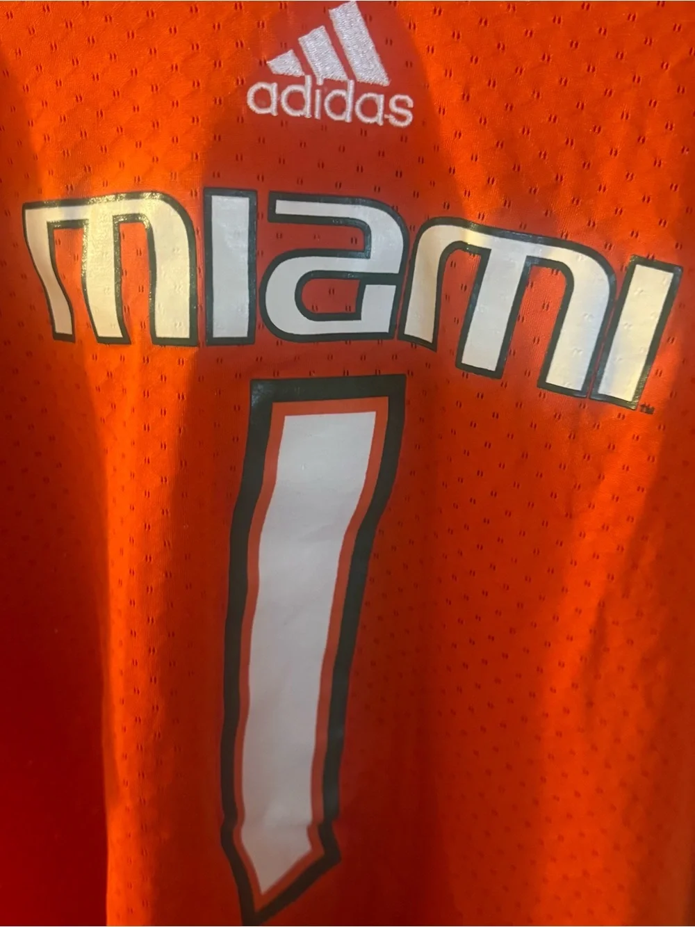 adidas Miami Hurricanes Football Jersey Orange Green White #1 Size L